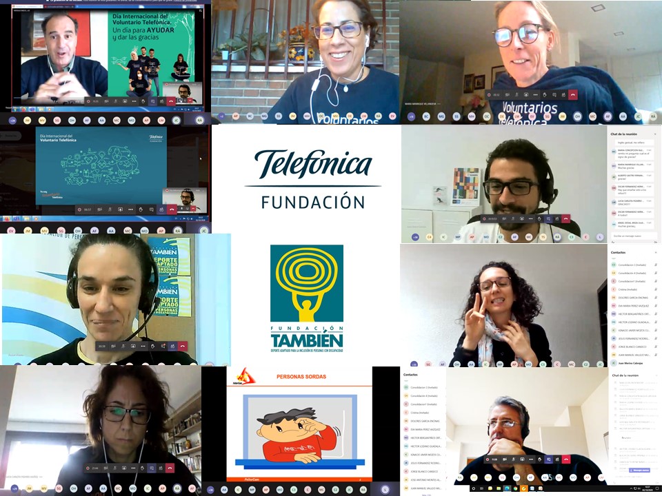 Fund_Tambien's tweet photo. ALECCIONADOR Y GRATIFICANTE DÍA DEL VOLUNTARIADO INTERNACIONAL DE TELEFÓNICA- 2 de Octubre. TALLER DE #SENSIBILIZACIÓN DE #PERSONASSORDAS Y #CHARLAMOTIVACIONAL DE SUPERACIÓN VIRTUAL #FundaciónTambién #DíadelVoluntariadoInternacionalTelefónica @fundacionTef #albertopacho https://t.co/eDVeBWoUHo