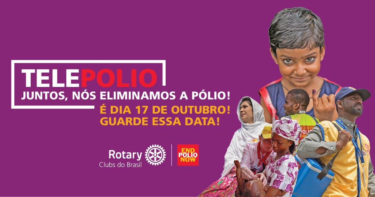 Vem aí o maior evento virtual do Brasil de combate à pólio! Participe do Telepolio! Mobilize o seu clube no dia 17 de outubro.