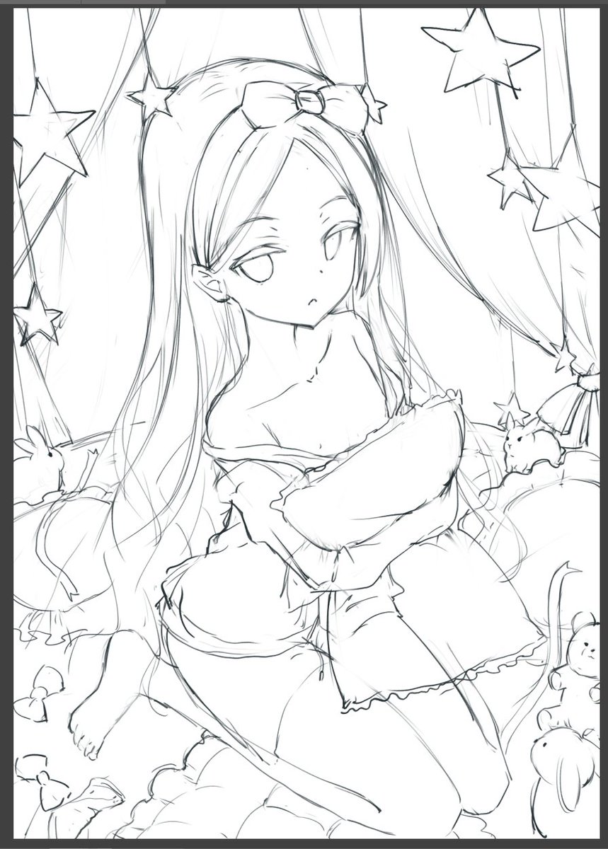 いつものように簡単にを描きたかったのだが、涼音ちゃんがあまりにも可愛すぎて手が止まらない、どんどん複雑になってしまった... 