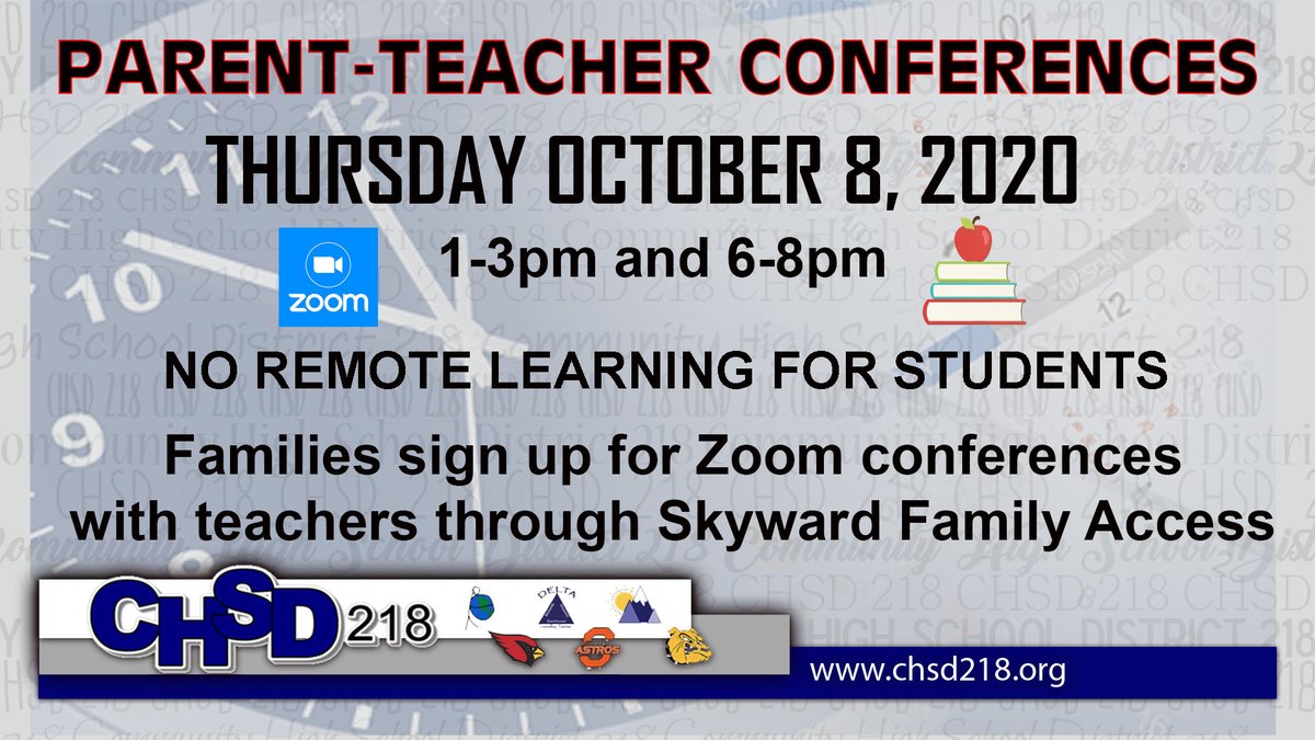 Families can now sign up for virtual parent-teacher conferences for Thursday Oct 8th. Log on to Skyward Family Access to reserve a spot on Zoom to meet with your students' teachers.