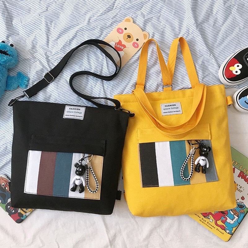 Colors Totebag RM29___ READY STOCK  POSTAGE : SM RM8 / SS RM11___Product Info:- Canvas material- Able to fit in A4 size books- Size: 35cm (H) x 33cm (L) x 6cm (W)Package include:1* canvas bag1* removable strap