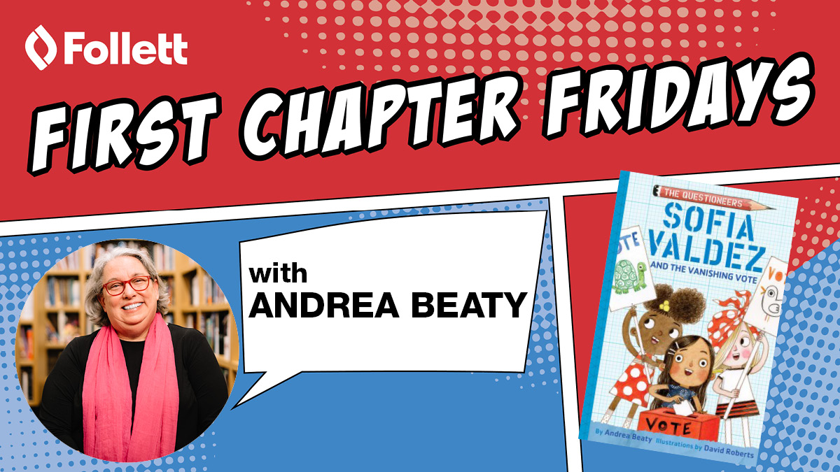 follettcontent's tweet photo. Just in time for the election, @andreabeaty reads her book, “Sofia Valdez and the Vanishing Vote.”

Find out how Sofia and the #Questioneers restore democracy to the classroom after they discover one vote is missing!

https://t.co/PeJT1haWXD

#FirstChapterFridays #ElectionBooks https://t.co/GI9hYaj7Sp