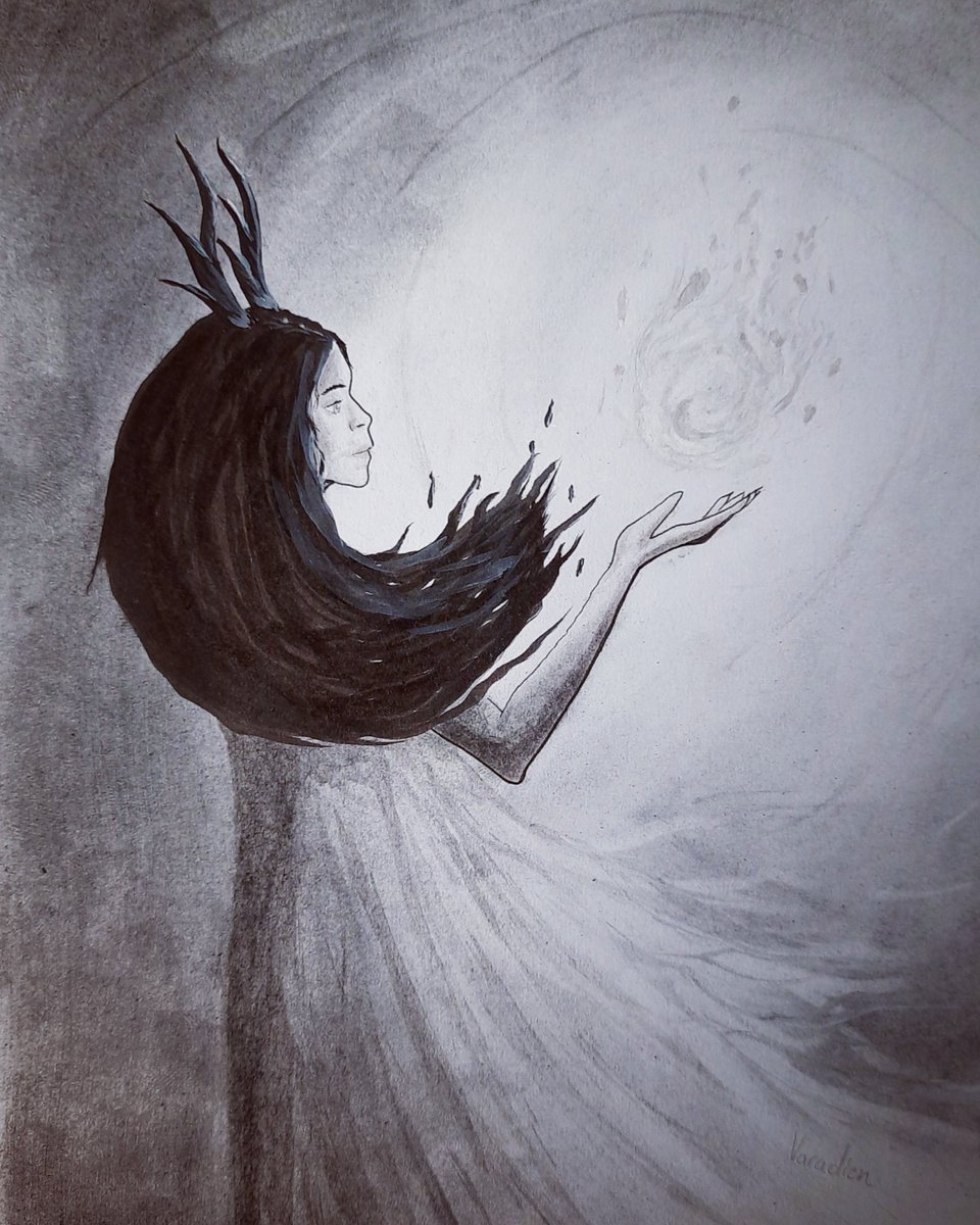 Varadien1's tweet photo. Day 2: Wisp
#inktober #inktober2020 #inktoberday2 #inktoberday2wisp #wisp #dark #ink #drawing #art #fantastic #woman #magic #illustration https://t.co/QyyFWoHnnp
