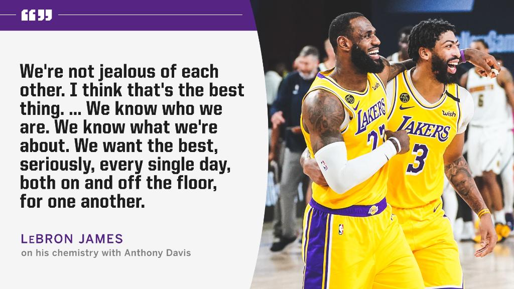 espn's tweet photo. LeBron shares what makes his relationship with AD so special. https://t.co/YCqEuDsaaJ