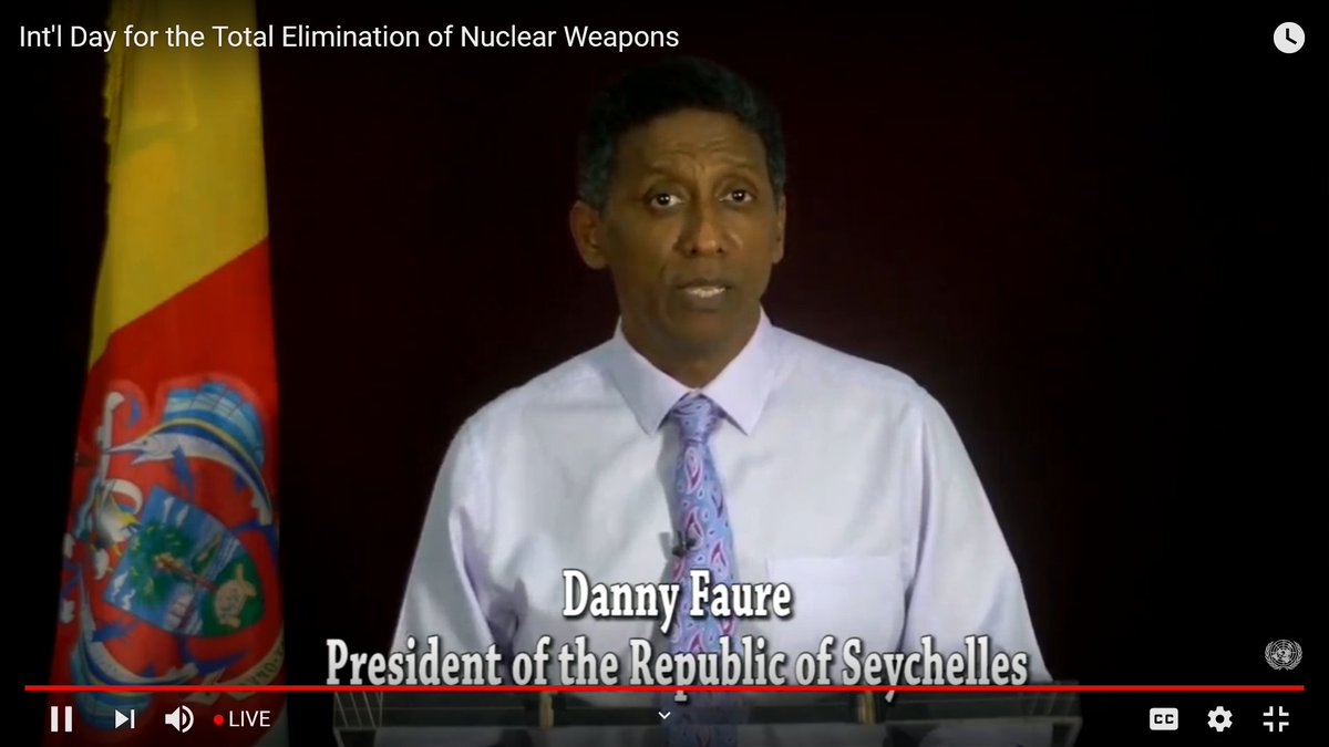 There is a need to mobilize political will to eliminate nuclear weapons - HE Danny Faure. @StateHouseSey
@SeychellesDFA Seychelles signed the treaty at a high-level ceremony on 20 September 2018  #bannuclearweapons #nuclearweapons #NuclearBan @acrl_rfp @nuclearban