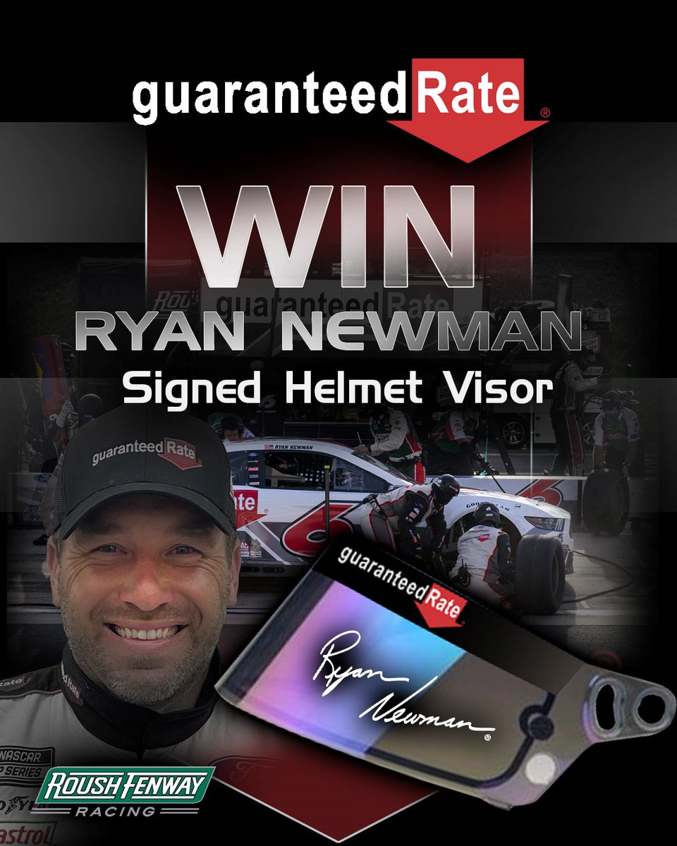 RFKracing's tweet photo. REMINDER -
It's time for another chance to #WinWithGuaranteedRate! Like this post or comment below using the hashtag for your chance to win a signed helmet visor from Ryan Newman! Make sure to follow @GuaranteedRate to be eligible to win! https://t.co/k8ww6QXz1t