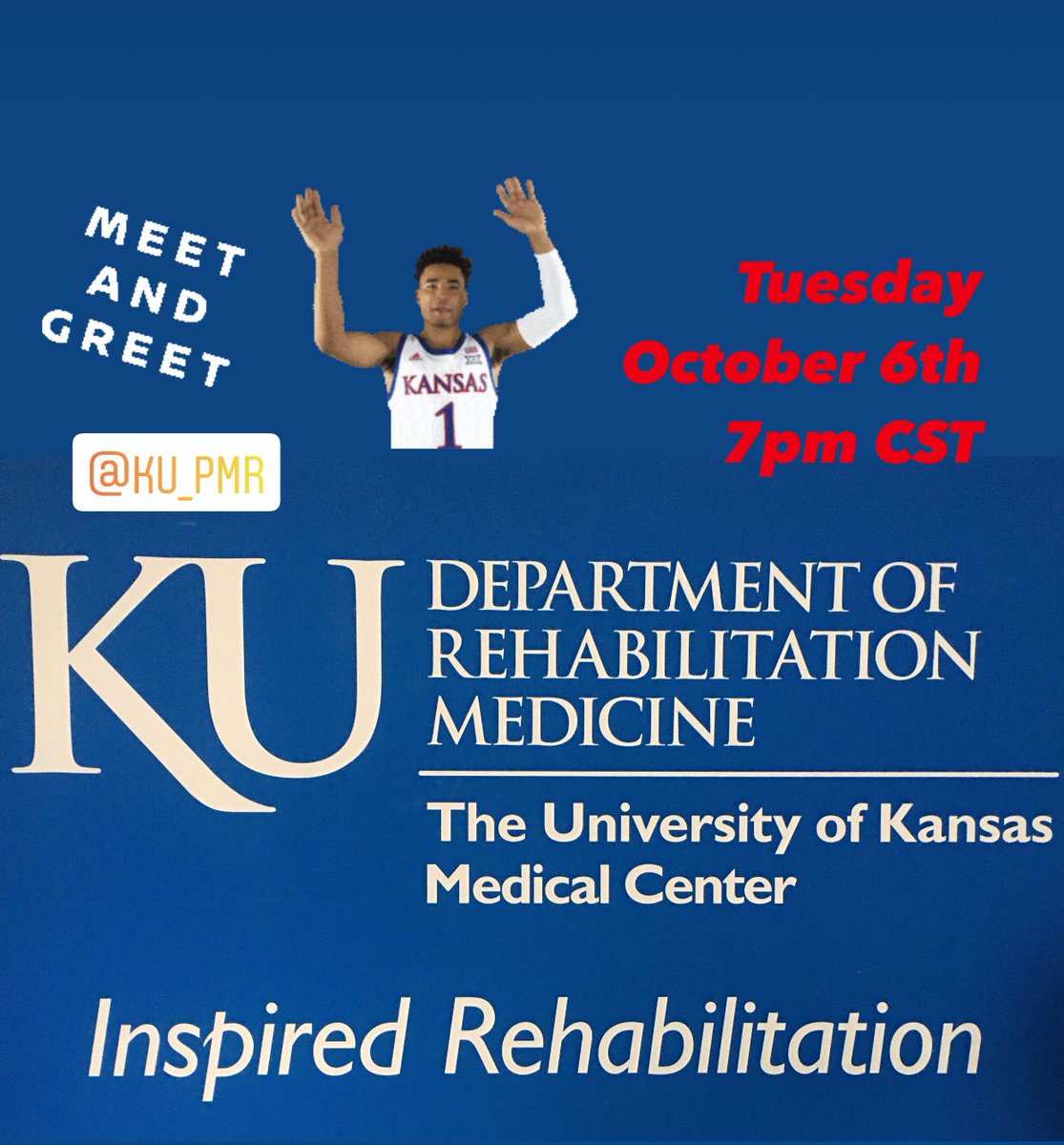🗣Attention #MedStudents pursuing #Physiatry Join us on October 6th at 7pm CST for a Virtual Meet &amp; Greet!  👉🏻DM us for the Link or find it <a href="/AAPhysiatrists/">Assoc. of Academic Physiatrists (AAP)</a> website! Follow us on Twitter and Instagram <a href="/KU_PMR/">KU PM&R</a> #MedEd #Kansas #KUMC #KUmed