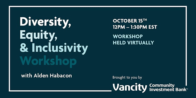 CharityLifeCA's tweet photo. "[For organizations], one of the first steps we need to take towards eradicating racism is to accept that we are often part of the problem." On Oct. 15 at 12pm ET, join @BankVancity's Diversity, Equity &amp; Inclusivity Workshop with @aldenhabacon. Register: https://t.co/qLo7PXTWI7 https://t.co/F1u117Wk4O