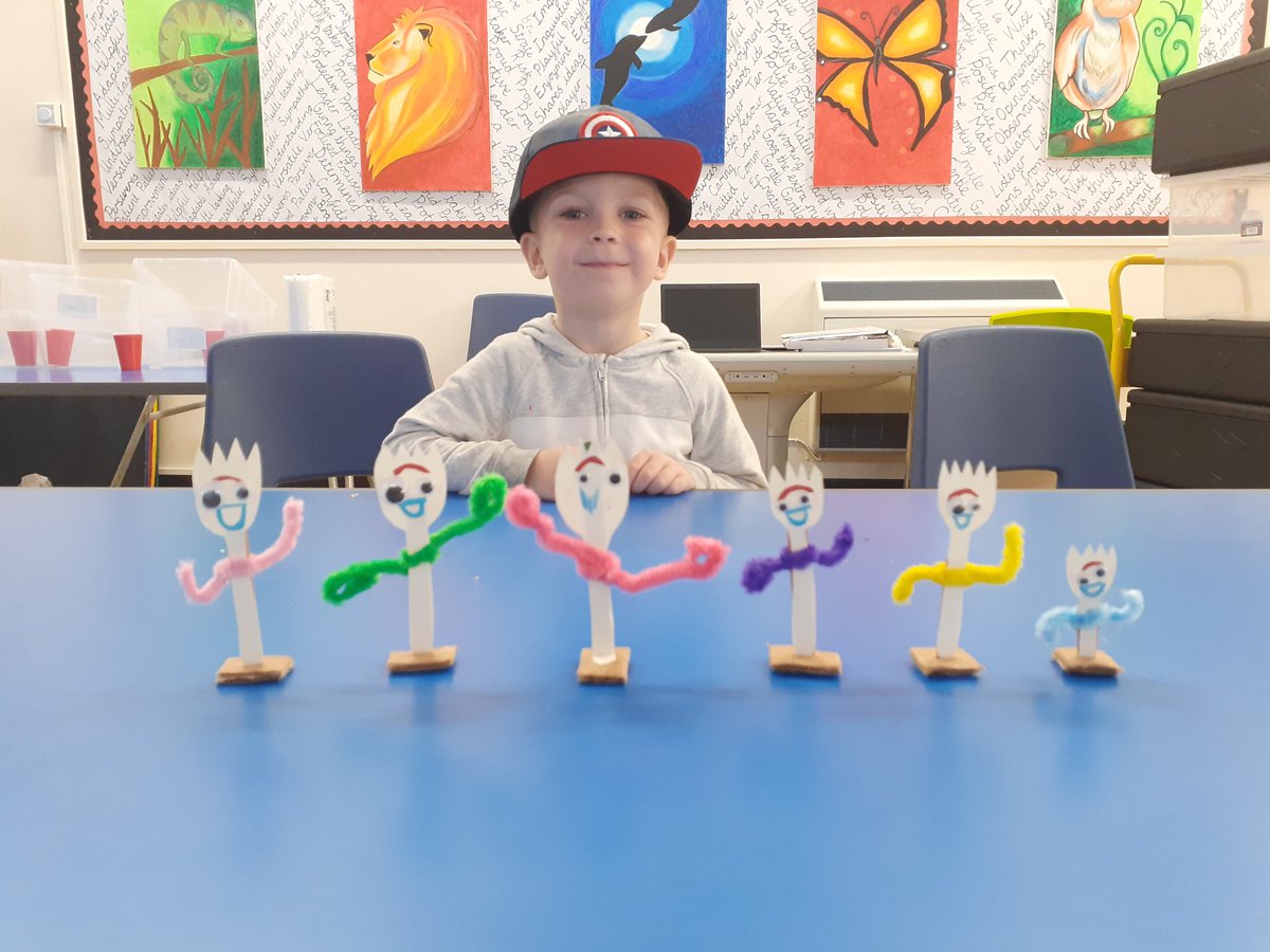 LCityFoundation's tweet photo. Friday crafts at @StPeteratGowts after school club. Here are our family of #Forkys made by one of our reception children! #ToyStory4 #Forky https://t.co/QrTpSS4Fwu