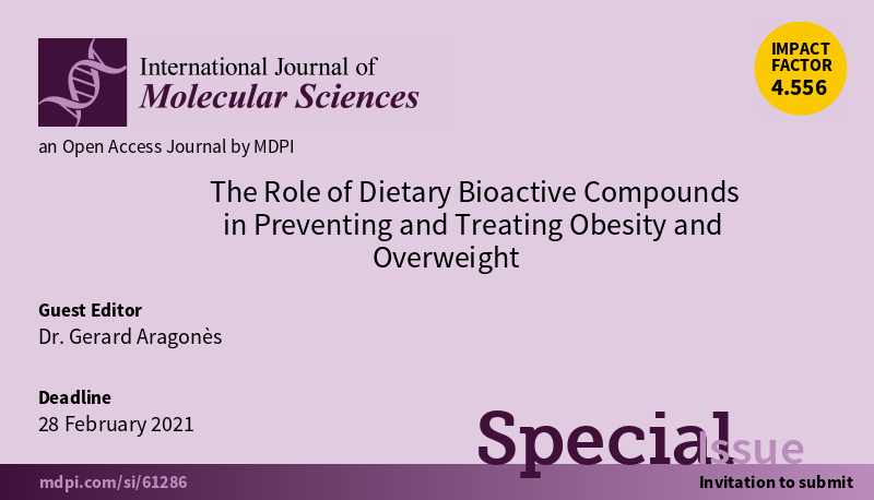 Glad to tell you that our Special Issue 'The Role of Dietary #BioactiveCompounds in Preventing and Treating #Obesity and #Overweight' has officially initiated now at @IJMS_MDPI .
You may see our issue website here 👇👇👇👇
mdpi.com/journal/ijms/s…