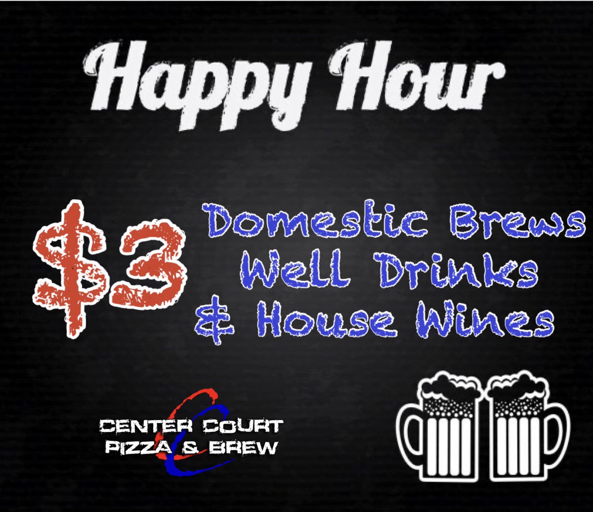 centercourt_vp's tweet photo. Happy Fri-YAY! 

Let’s celebrate with ALL DAY HAPPY HOUR!! 

$3 domestic brews
$3 well drinks
$3 house wines 

#ccpb #centercourtpizzaandbrew #centercourtvintagepark #vintageparkhouston #vintagepark #happyfriyay #happyhour #alldayhappyhour #brewswellsandwines https://t.co/OOFffdBcMi