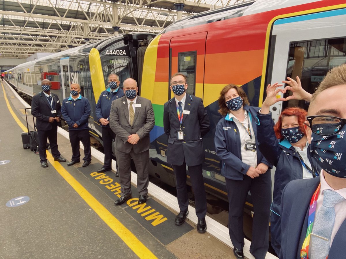 SW_Help's tweet photo. It takes everyone to run a railway; to celebrate our diverse #RailwayFamily and as part of National Inclusion Week, today we’re running three trains that are staffed by female, BAME and LGBT+ colleagues ❤️ #nationalinclusionweek #Each1Reach1 https://t.co/r2UizOs4oA