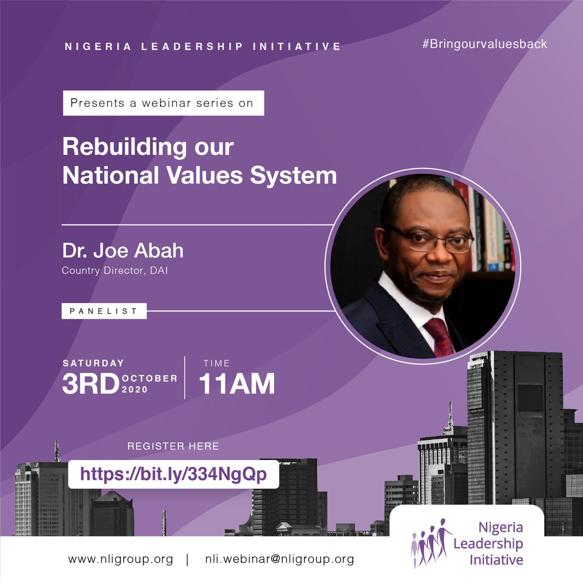 NLIGlobal1's tweet photo. We are delighted to have @DrJoeAbah join our panel of speakers. He is the Country Director of DAI, an international development company that works with national &amp; local governments, corporations &amp; philanthropies in over 100 countries. 

Join us: https://t.co/zvw9TDBalw https://t.co/mi0hMYQ3u0