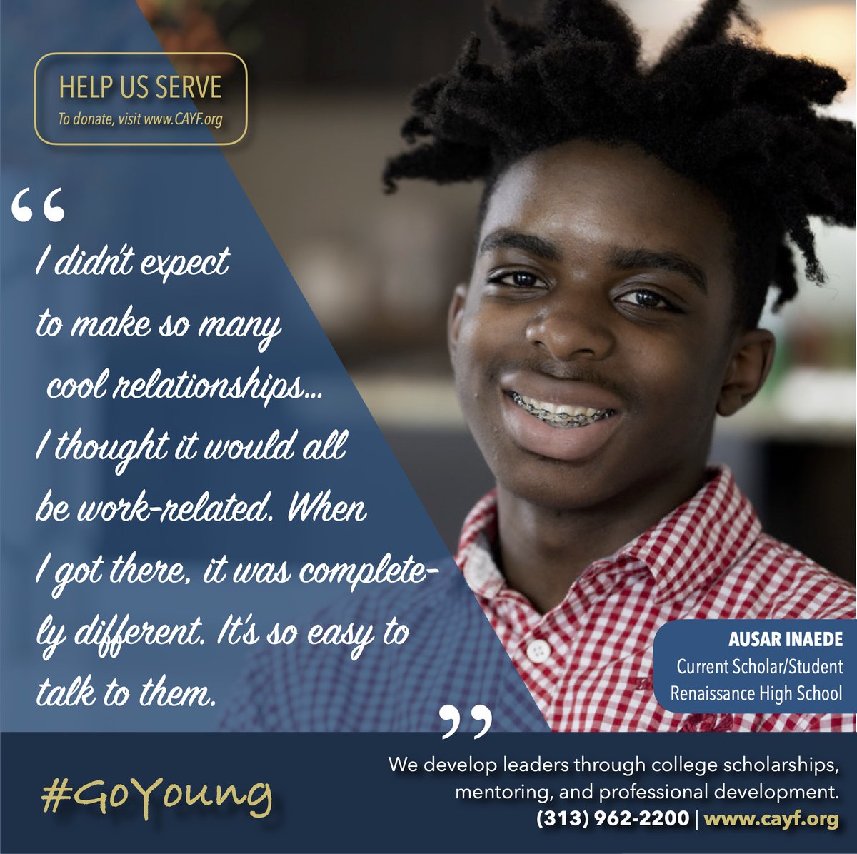 EDUCATION NOW MORE THAN EVER #GoYoung 🎯
Sustaining and one-time givers help Detroit youth to become the best versions of themselves. Give TODAY! 
Visit cayf.org/give-now.html #education #youth #donate #nonprofit #charity #dogood #detroit #Scholarship