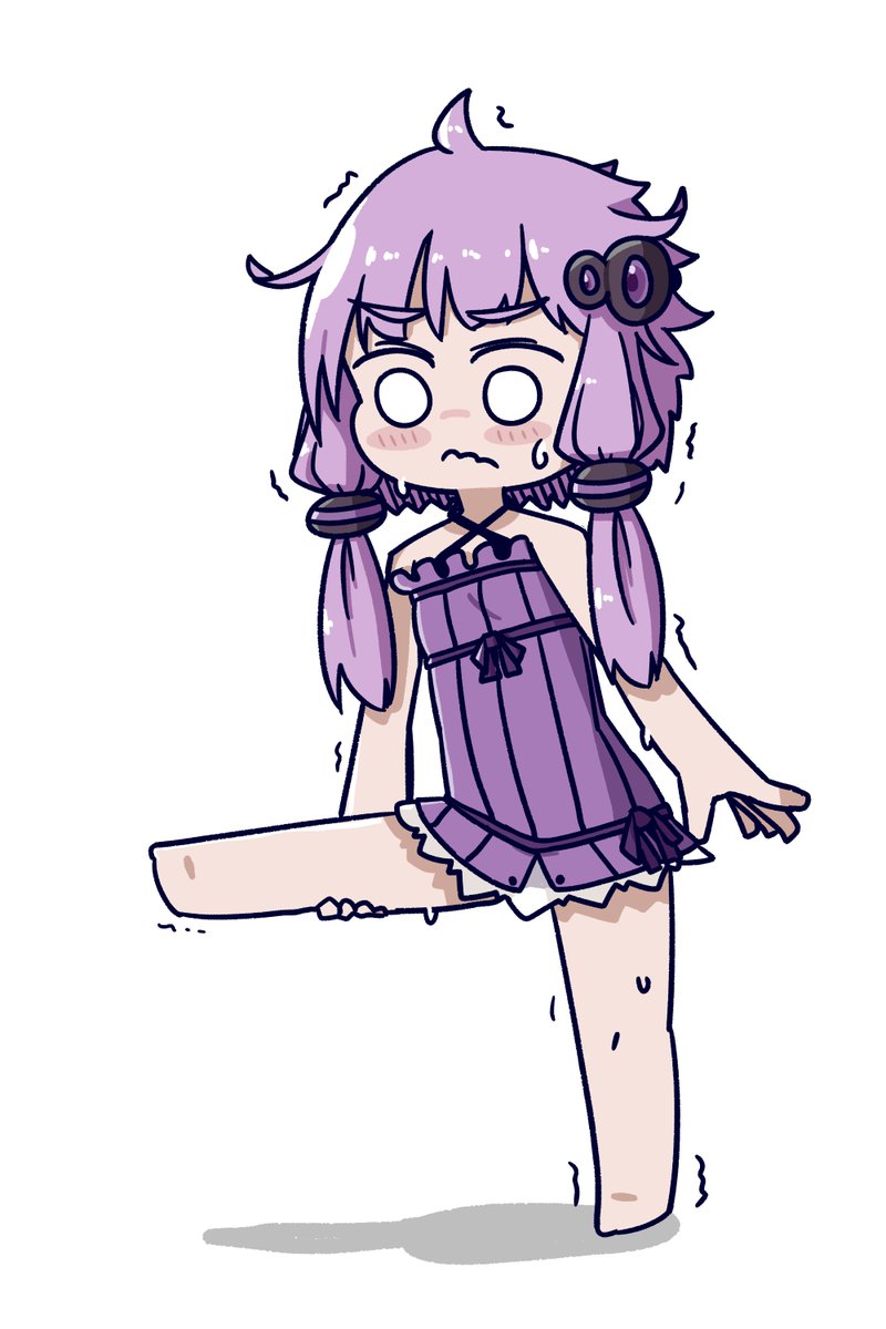 yuzuki yukari 1girl purple hair dress solo trembling standing split standing on one leg  illustration images