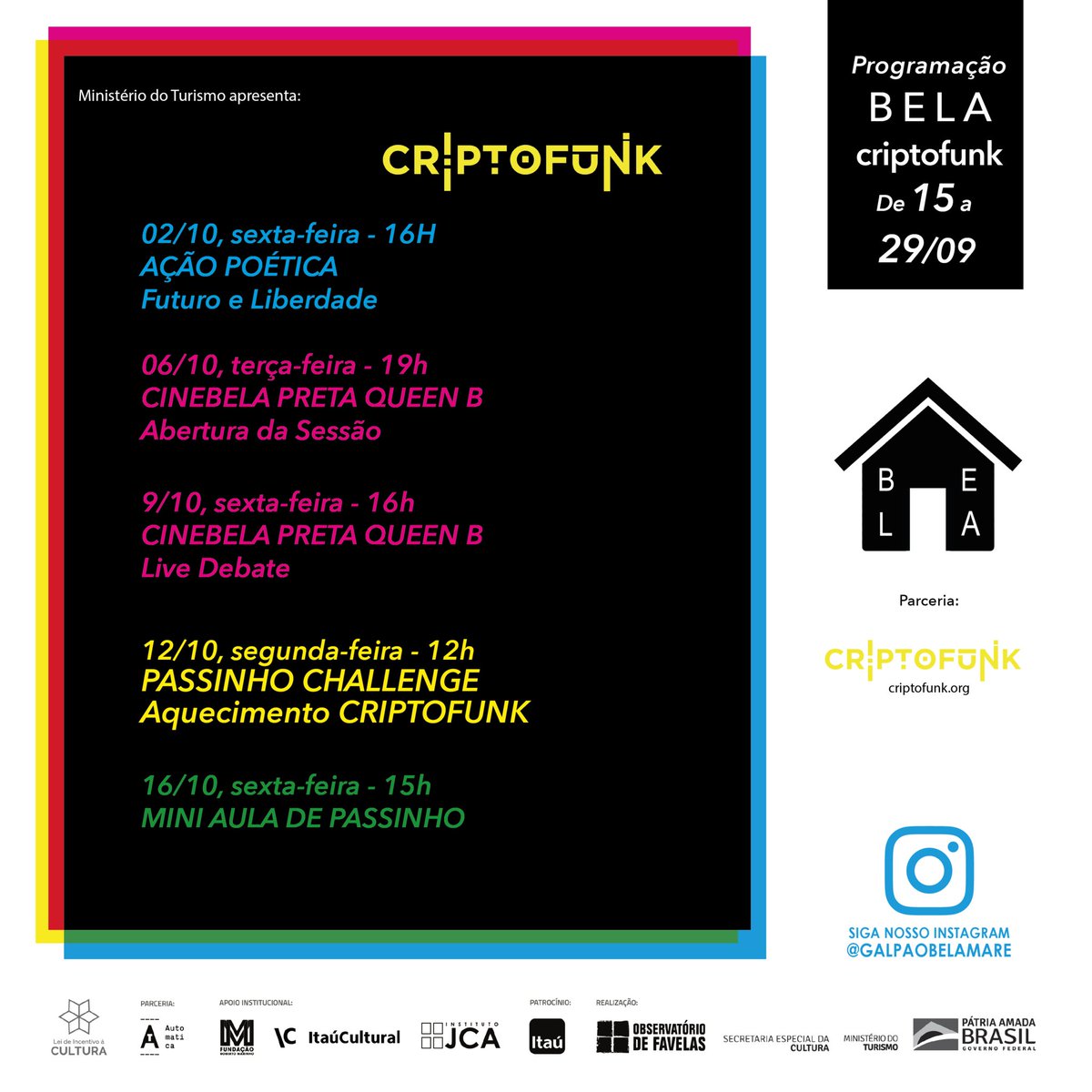 defavelas's tweet photo. BELA EM CASA X CRIPTOFUNK 👾 - Tá chegando a edição de 2020 da Criptofunk e as redes do Galpão Bela Maré vai seguir o mês de Outubro reverberando percepções sobre futuro, liberdade e descriptografia de corpos!

#BelaMaré #CriptoFunk #Futuro #Liberdade #Tecnologias https://t.co/8bPM94Scaz