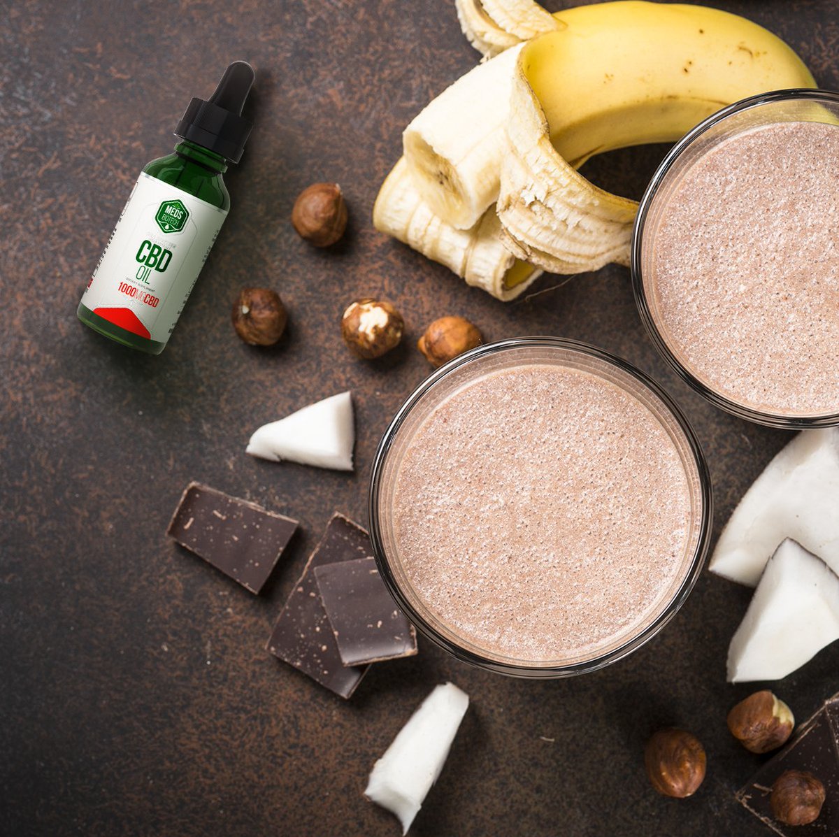 medsbiotech's tweet photo. We’re starting our day with a CBD Infused banana smoothie! All you need to do is add banana, peanut butter, cacao powder, and water to a blender, then measure out the CBD oil in the given dropper, add to the blender and enjoy! #GoodMorning #CBDinfused #smoothie #cbdsmoothie https://t.co/YHRogx8ht5