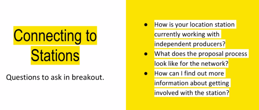 ReelSouthDocs's tweet photo. Want to work with local @PBS stations? @SCETV has tips on how to work with them and other stations in the South. Also, a few questions to ask during the pitching process! Via #RD2020 https://t.co/6DFEL9ht61