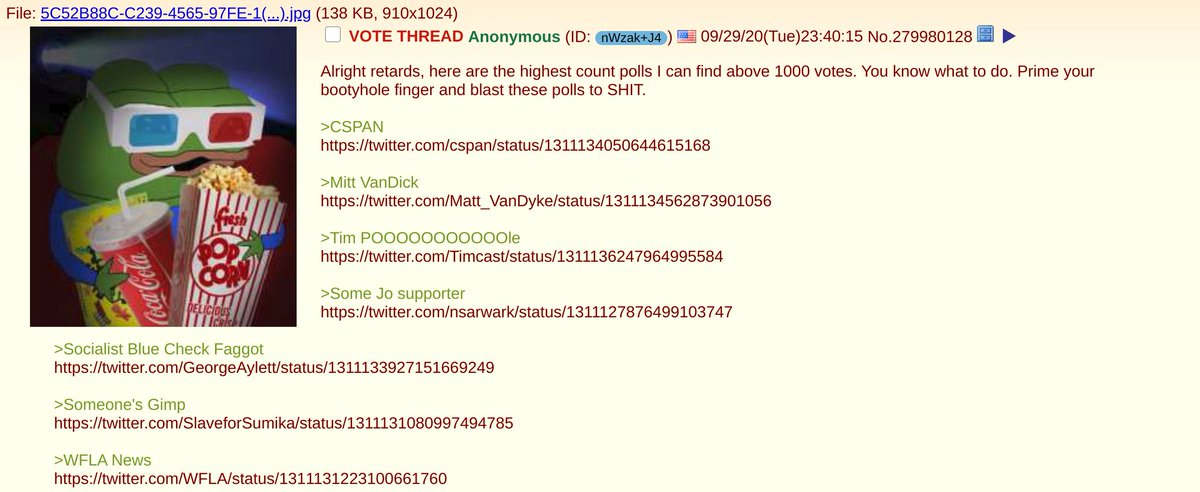 When a  #4Chan user says that  @JoeBiden won by a little bit and Trump still thinks he won after 4Chan vote brigades targeted the Cspan polls...