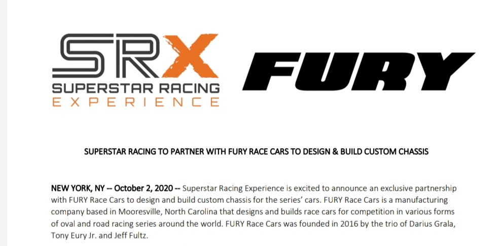 A_S12's tweet photo. Fury Race Cars will build the chassis for @SRXracing. https://t.co/LB54OJTa2o