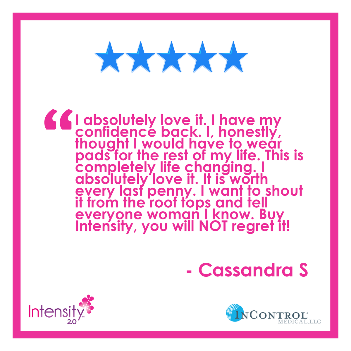 InControl_Med's tweet image. Real people, real results. Read more: 

incontrolmedical.com/shop/intensity…