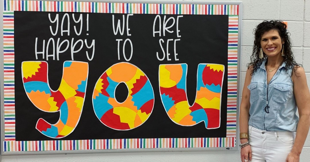 CCCNutrition's tweet photo. #CCCInternsInAction and #RD2Be Devin Ellison creating new bulletin boards in the school district’s lunchrooms to welcome students back! https://t.co/AgeiH7Wl2u