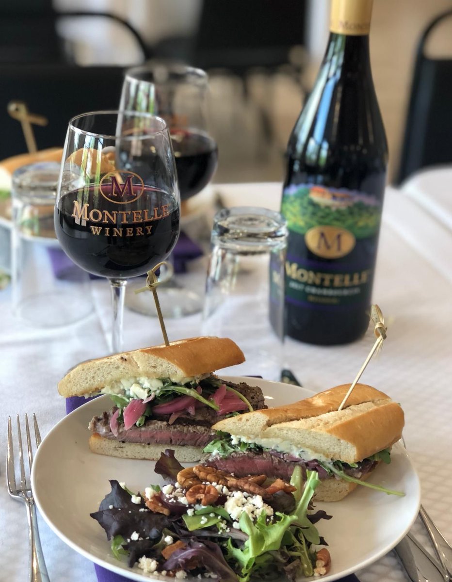 Order up our savory steak sandwich this Saturday from the Klondike Cafe! Staying in town? Grab a pizza to take back to your B&amp;B! #foodandwine #steaksandwich #wine #fall #cafe #montellewinery #missouriwines #chambourcin #redwineredmeat conta.cc/33e3cjq