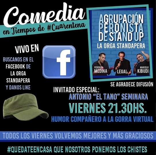 StandUpLaPlata's tweet photo. 📢Hoy a las 21.30hs volvemos mejores y con chistes nuevos. Una síntesis de la semana con humor compañero.
La Agrupación Peronista de Stand Up, La Orga Standapera, en vivo por youtube y facebook.✌️
Invitado especial: El Tano Seminara.
A la gorra virtual como quiere el General.🧢 https://t.co/C1ZgNzXvEt
