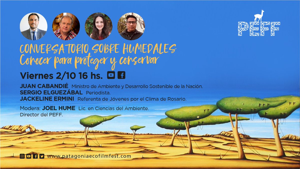 PatEcoFilmFest's tweet photo. #Conversatorio sobre #Humedales: “Conocer para proteger y conservar”
Con: #JuanCabandié @juancabandie @AmbienteNacion #SergioElguezabal @vascoverde #JackelineErmini @JackelineErmini @jovenesclimarg #JoelHume #PEFF
Hoy 2️⃣ de Octubre 16hs
▶️FacebookLive y YouTube #Onlineygratuito. https://t.co/aXnRO8pQdi