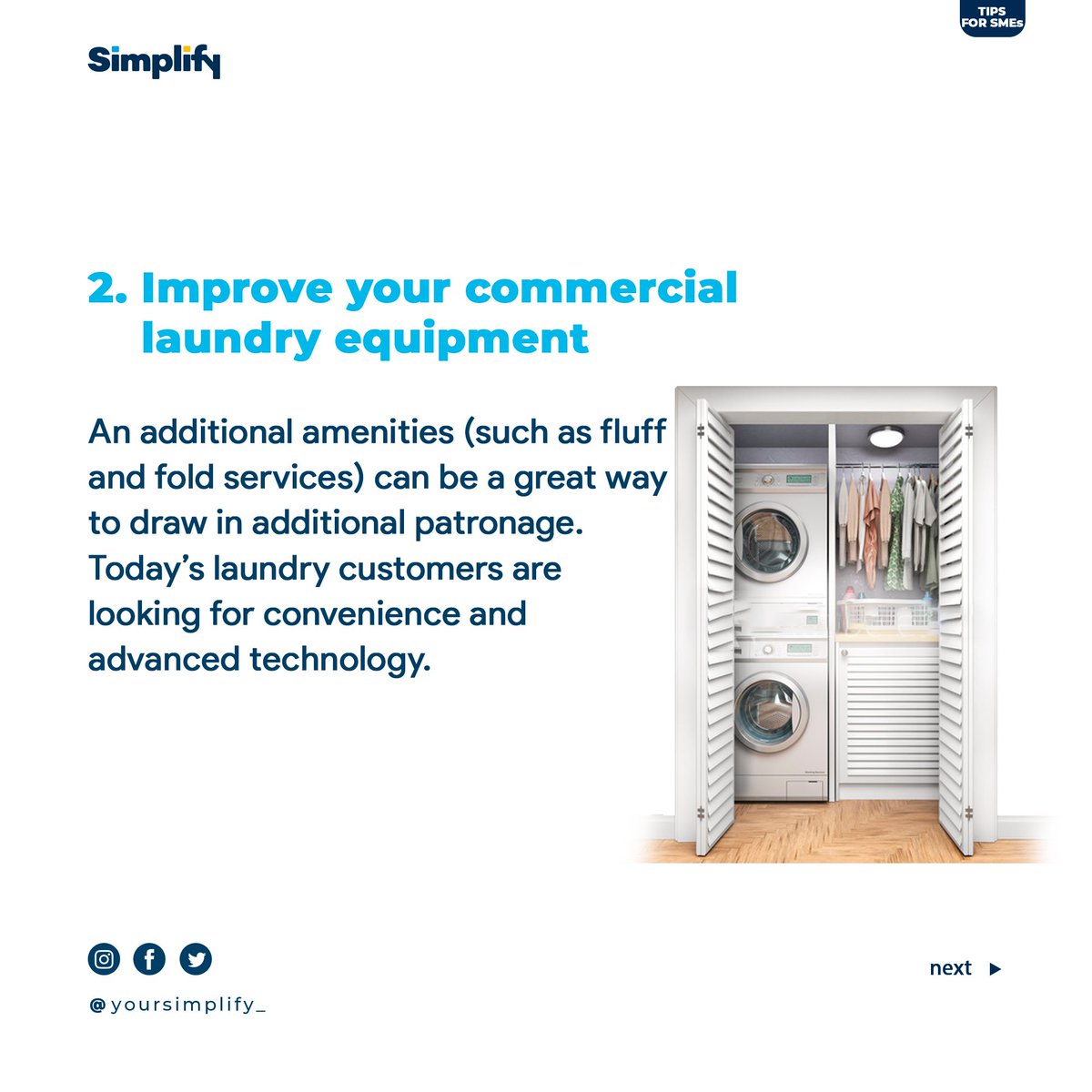yoursimplify_'s tweet photo. 5 Tips on How to Run a Successful laundromat

#laundry #ERP #TECH4ALL #businessmanagement #TGIF2020 https://t.co/CjXPVslEJn
