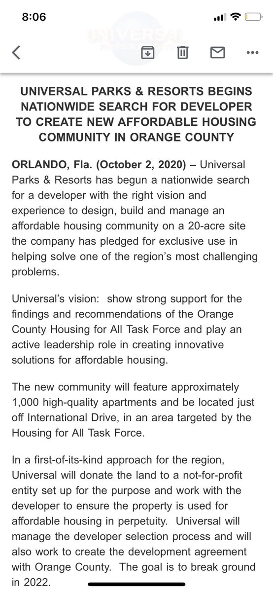 carlyewisel's tweet photo. just woke up to this press release. this is really, really, really cool, and extremely helpful for those residing and working in the area @UniversalORL: https://t.co/U0Uq4DvRu6