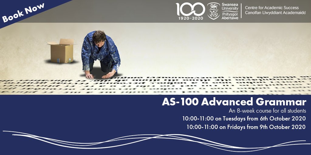 Our Advanced Grammar course starts next week! Come and develop your communication skills, and improve the clarity of your work.

Find out more, and book your place here: myuni.swansea.ac.uk/academic-succe…

#swanseauni #swanseauniversity #academiclife