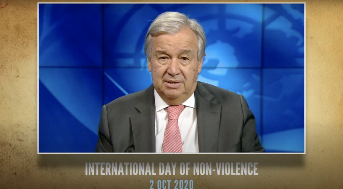 UNinIndia's tweet photo. This year we have a special duty to stop the fighting and focus on our common enemy -- #COVID19 ... now is the time to intensify our efforts. Let us be inspired by the spirit of #MahatmaGandhi and the enduring principles of peace of the @UN charter: @antonioguterres https://t.co/YxIDPQUaoi