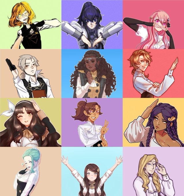 I've put together this little project with friends and I'm finally happy to say that we've finished!

Template by @/ElazarArt, we formed a heart with our FE3H OCs!

Artist credits below!

#FE3HOC #Fodlansona 