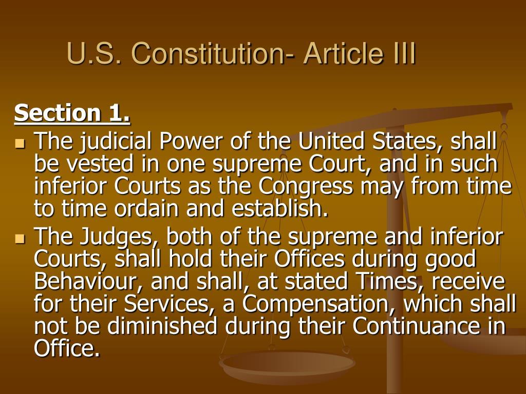 2- The Supreme Court was dealt the weakest of the three hands by the Constitution. It has less specifically enumerated powers.Article III of U.S. Constitution describes the Supreme Court.