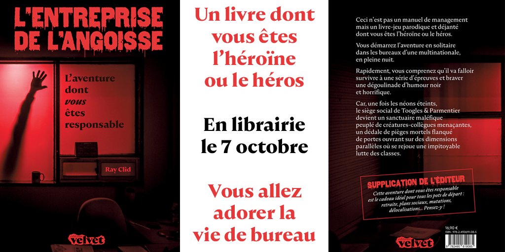 rayclid's tweet photo. Poste à pourvoir chez Toogles & Parmentier. Votre mission : survivre. Le sens de l'humour serait un plus. Vous commencez mercredi prochain.
#livre #multinationale #vigile #comptable #DRH #DAF #pantouflage #notedefrais #extincteur #asticots #zombies #labyrinthe #mutation https://t.co/9CCQrh1RVm