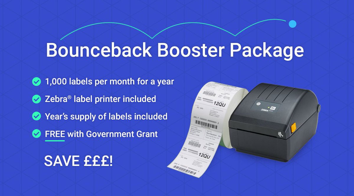 Save £££s with our #Bounceback Booster Package! Print 1000 labels p/m, Zebra printer and a years supply of #parcel labels included!

#FREE with Government Grant - visit... shipmate.co.uk/bounceback-boo…

-

#shipping #delivery #ecommerce #beatCovid19 #onlinretail #saas #fulfilment #API