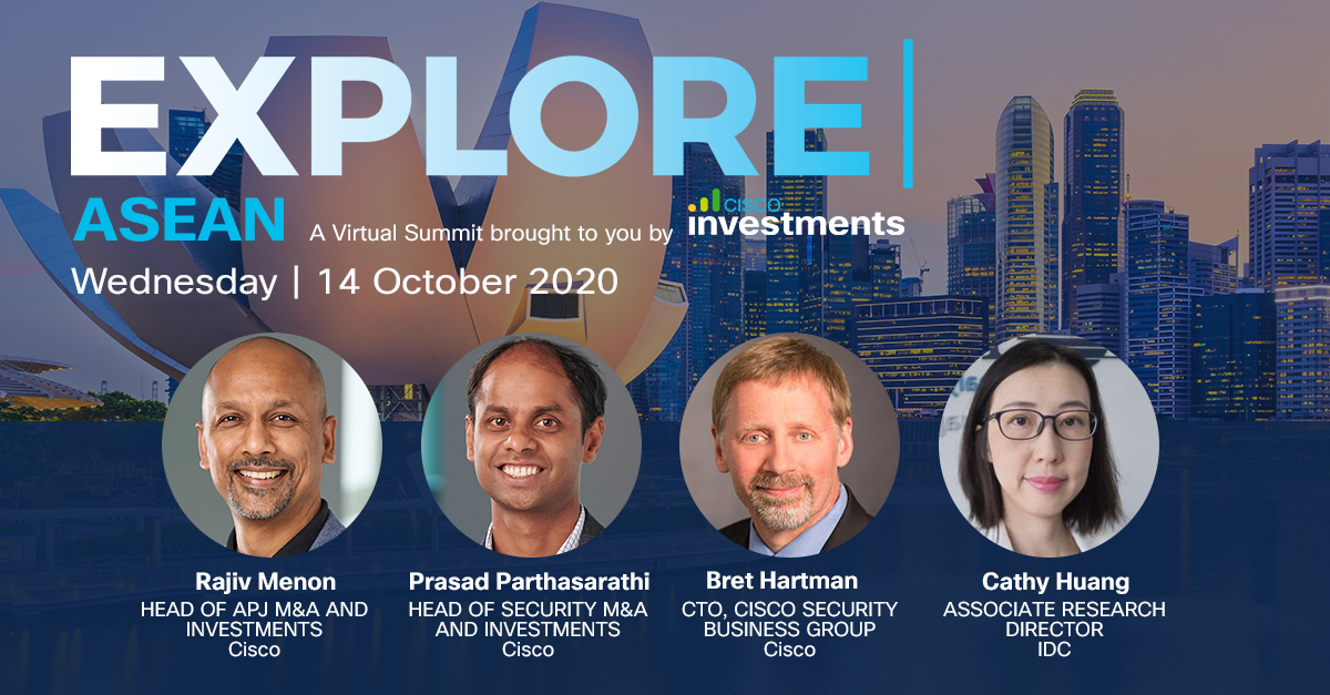 Cisco_Invests's tweet photo. We're looking forward to the "Future of Security" panel at #EXPLOREASEAN!
Join us LIVE and ask questions to the top experts in the #security industry. https://t.co/xeEIF9iC3V https://t.co/ZQTF0u3Rhz
