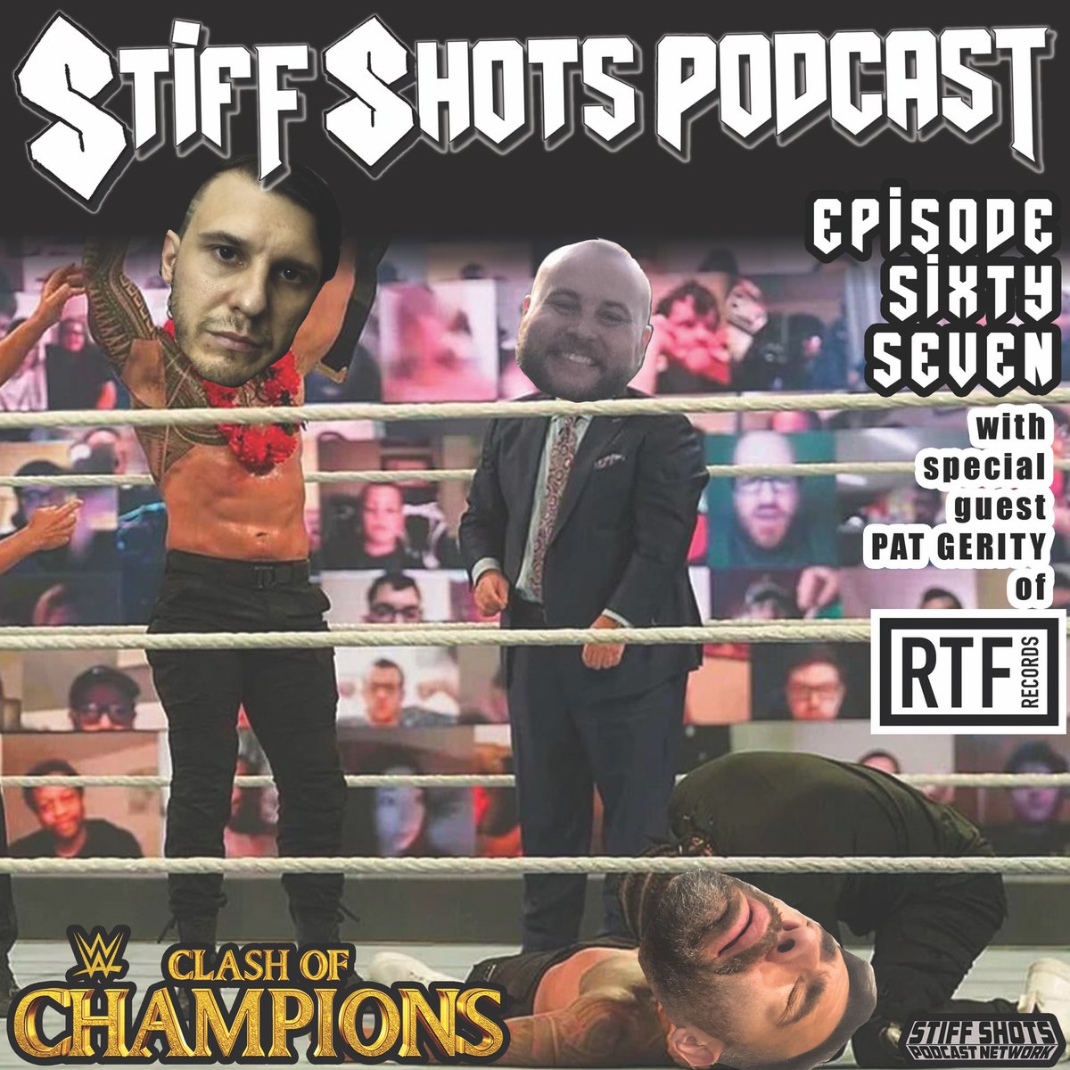 RickisHell's tweet photo. New @StiffShotsPod today with guest @RTFRecords and we’re talking about the hits and misses or WWE Clash of Champs and it was fun as hell! We play Steiner math and learn about the Mount Rushmore of NJ bands. Stream on all platforms https://t.co/OMpAABb7Mp