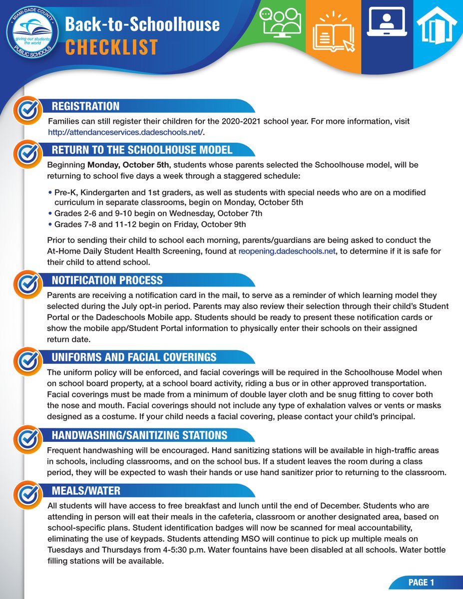 MDCPS's tweet photo. Are you #MDCPSReady? Don’t forget to review our Back-To-Schoolhouse Checklist prior to the first day of in-person learning. #MDCPSReopening https://t.co/8kMOgGHj0B
