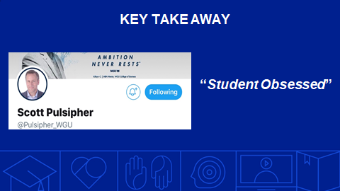 kellyrpope's tweet photo. The best tip I offered during yesterday's @asugsvsummit presentation about #pandemic teaching is from the innovative leader @Pulsipher_WGU. Always be student obsessed. If you are, you will never go wrong. #studentobsessed #wgu #teachingtips #highed #higheducation #coursehero https://t.co/Eg1ipKCTcn