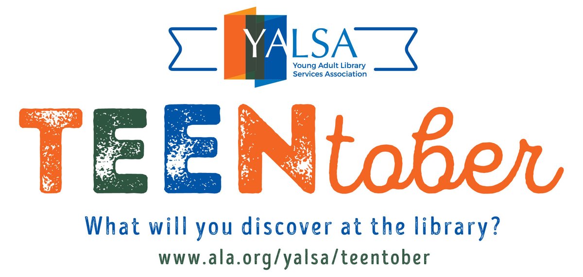 This month is #TeenTober, our new teen celebration. Each week is themed to help #librarians plan programming. Week 1’s theme is #literacies, then writing, tech &amp; gaming, and lastly, art &amp; music. Everyday at 11am CST, we’ll ask you to share tidbits about what you have planned!