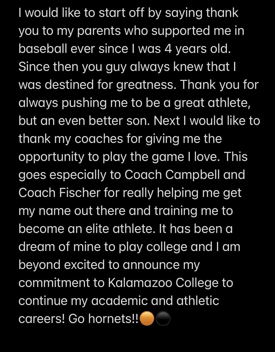 jacob_davis240's tweet photo. Excited to announce my commitment to Kalamazoo College to continue my academic and athletic careers! Go hornets🟠⚫️
@coachott7 @kzoobaseball @AlexDav59783734 @RealTitanBall @HitDogs_Camp https://t.co/mURiavcWYP