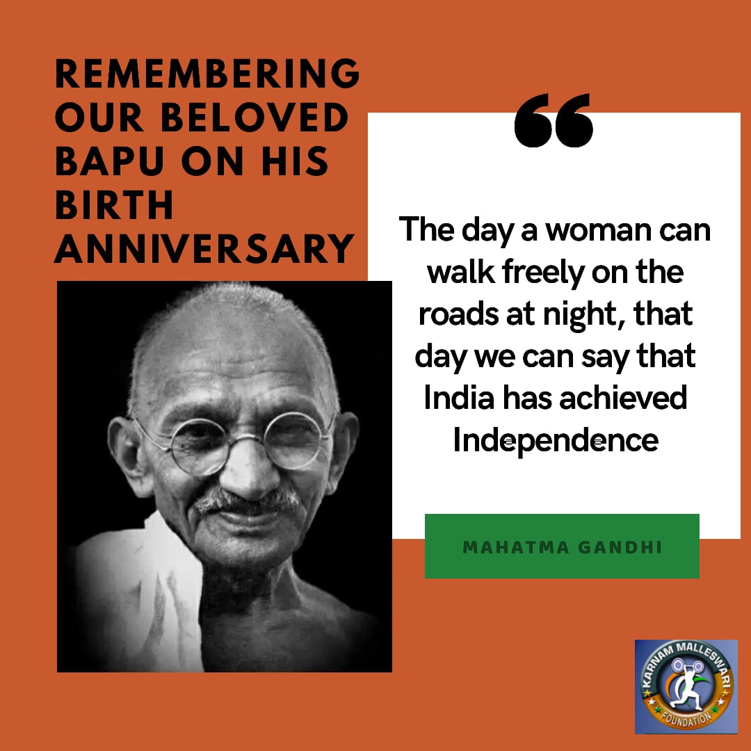 kmmalleswari's tweet photo. Wishing all #HappyGandhiJayanti2020 
"The day a woman can walk freely on the roads at night, that day we can say that India has achieved Independence" #MahatmaGandhi 
#KMFoundation https://t.co/cd7neaYevy
