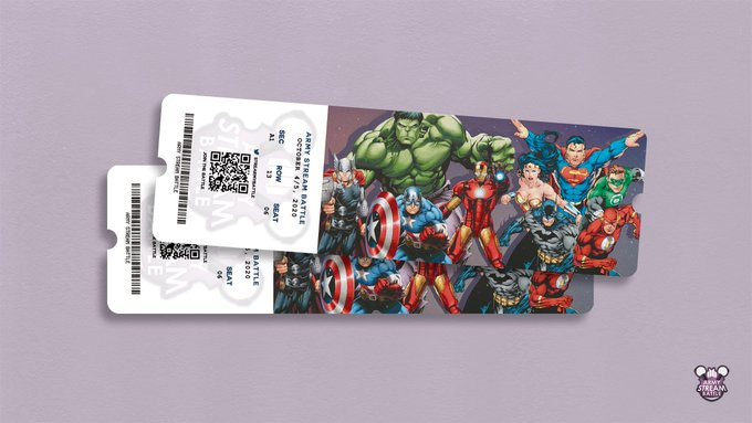 btsromaniateam's tweet photo. 🎟️#ARMYStreamBattle 🎟️
#BTSARMY am pregătit un bilet pentru a ne aminti de această mare bătălie⚔️
Îmbracați-vă cu costumul vostru și vom vedea cine va câștiga 🦸🏻♀️🦸
✨Descărcați biletul:
🔗https://t.co/SnzlEjrbQt
Ați ales o echipă?👀💜 https://t.co/MFx8GEtfXH