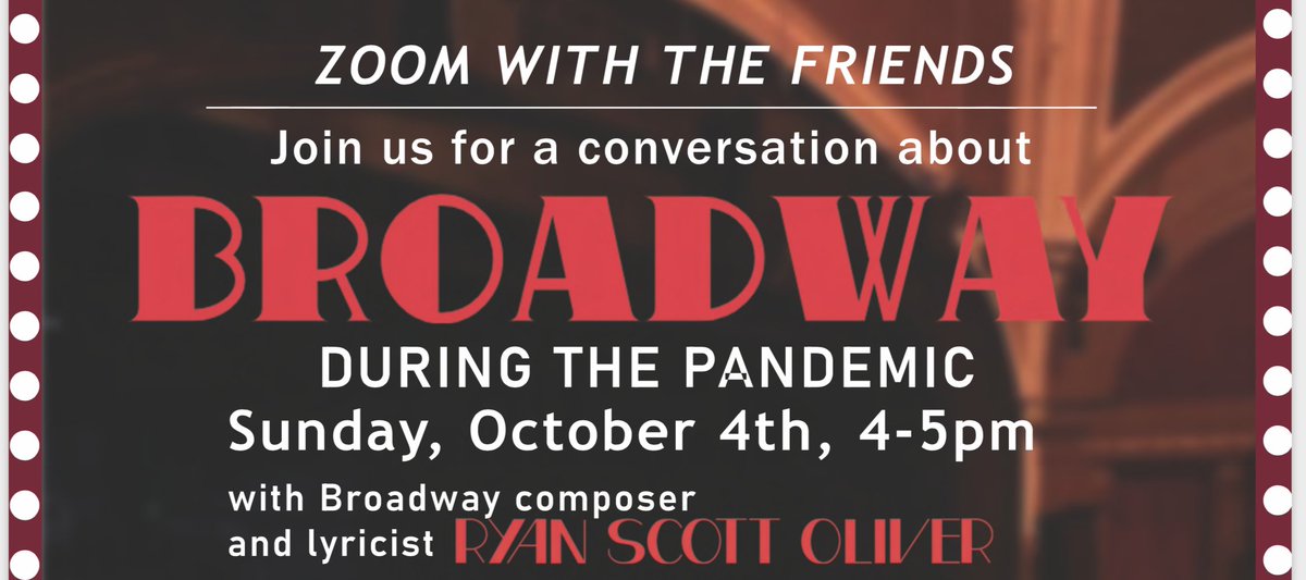 ryanscottoliver's tweet photo. Chatting about B'way and the Pandemic and all that good stuff this Sunday. RSVP at: https://t.co/qUaJ3kEHHf https://t.co/abd7BqYZSO