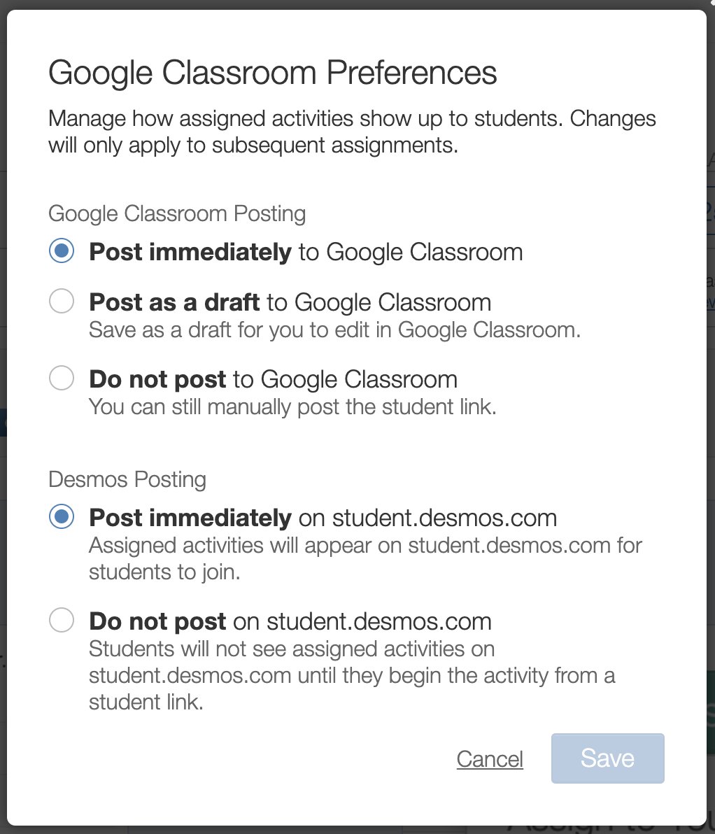 You asked and we said, "yeah wow that's a great idea!"

🎁 LOADS MORE OPTIONS FOR POSTING ACTIVITIES TO YOUR CLASSES! 🎁

Check 'em out at "Manage Classes."