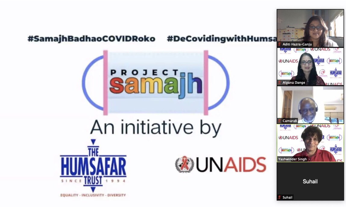 AditiGanju's tweet photo. Proud that @Saathealth1 is a part of this amazing initiative #ProjectSamajh, launched by @HumsafarTrust in association with @UNAIDS today! #samajhbadhaocovidroko https://t.co/aTPne4Ep5Z
