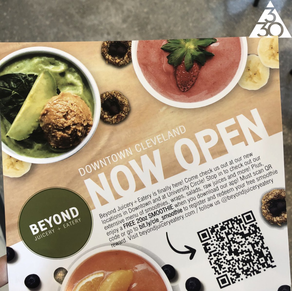Three30Ventures's tweet photo. Download our app for your first smoothie on us!ππ₯€ @beyond_juice #BeyondJuiceCLE #Juicery #Eatery #PublicSquare #UniversityCircle #EuclidAve #FreeSmoothie #Three30 https://t.co/STkw0f0vDX