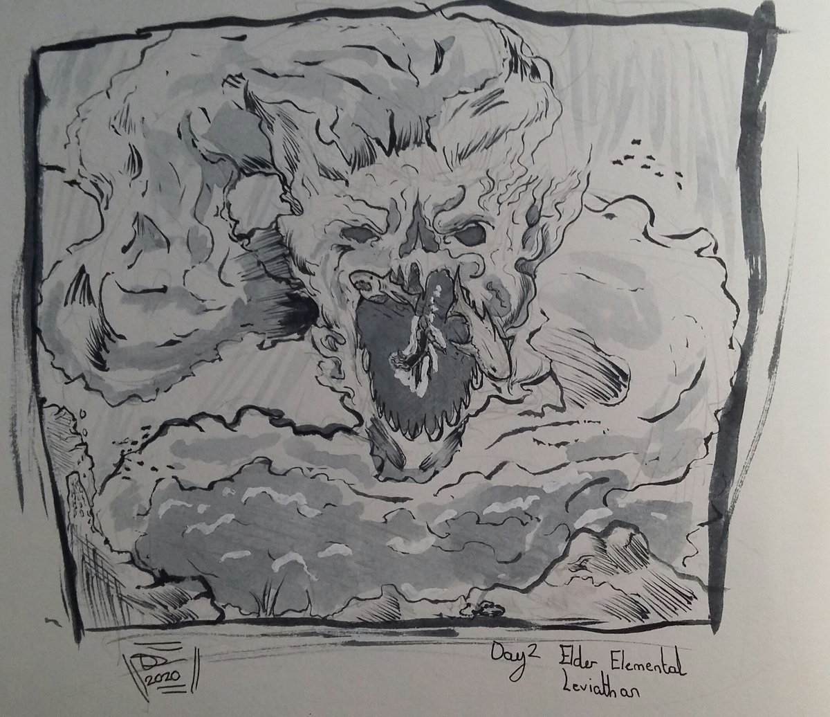Daniel_T_Jay's tweet photo. Day 1 and Day 2 of #DnD #inktober2020. My plan is to ink a different monster from the #dungeonsanddragons monster manual books everyday using a random number generator for the page number. Hopefully I can stick to it for the month. https://t.co/6nXnjSsuq4